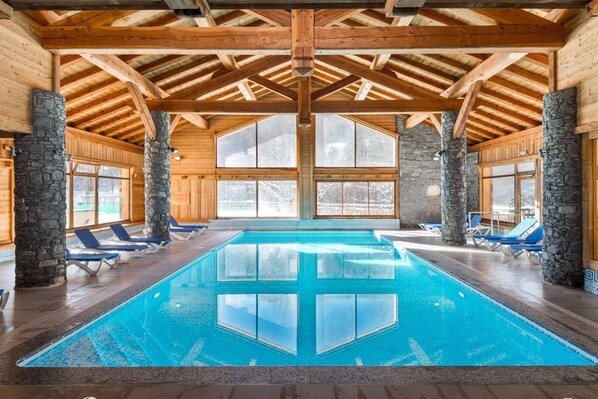 Take a dip in the large indoor swimming pool.