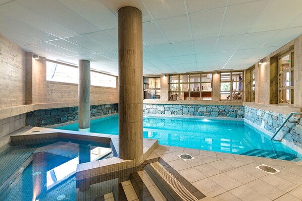 Dive into the lovely indoor pool after a great day!