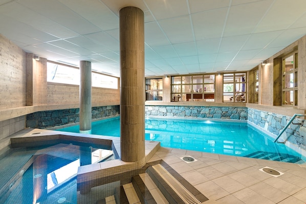 Dive into the lovely indoor pool after a great day!