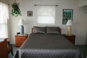 Master bedroom with one queen bed