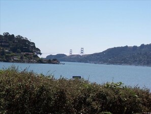 View of the Golden Gate and the bay, from the front yard