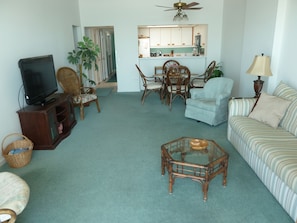 LIVING AREA LOOKING from the front deck