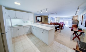 Kitchen, Dining, Living Area