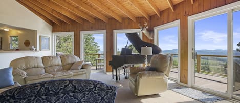 A grand piano with a grand view! You'll have a blast singing tunes.