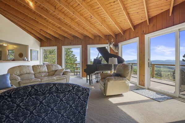A grand piano with a grand view! You'll have a blast singing tunes.