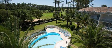 Cool off in the seasonal outdoor swimming pool.