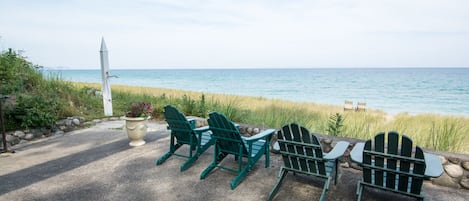 World class Lake Michigan sunsets from  beach dunes pull up an Adirondack chair