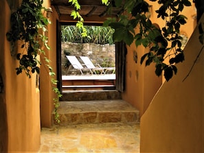 Access to the pool area from the main terrace