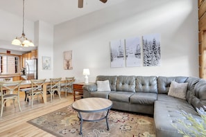 Living space has plenty of seating for the whole family