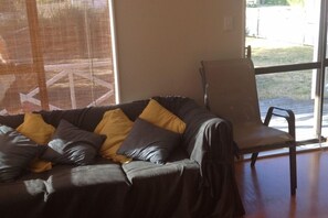 Covered sofa in lounge