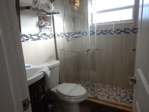 Renovated bathroom with amenities