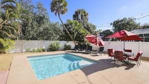 Relax lounging by the pool. Heated in the winter for you comfort. Fully fenced.