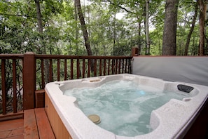Built-in 4-person hot tub on deck