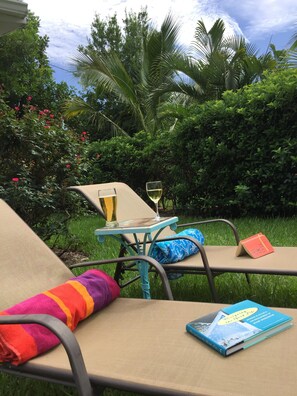 Relax in the back yard.