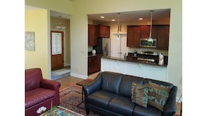 Living room into kitchen