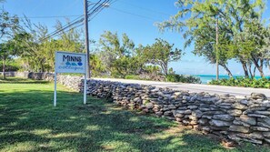 Sign at entrance of cottages