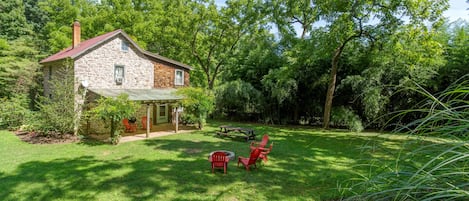 Relax in the peaceful backyard.