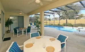 Covered Lanai with Open Space Backyard View