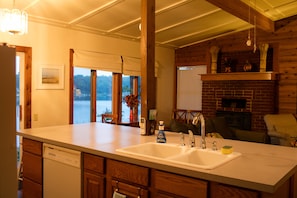 Kitchen island with plenty of counter space.