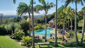 Palm fringed salt water infinity pool