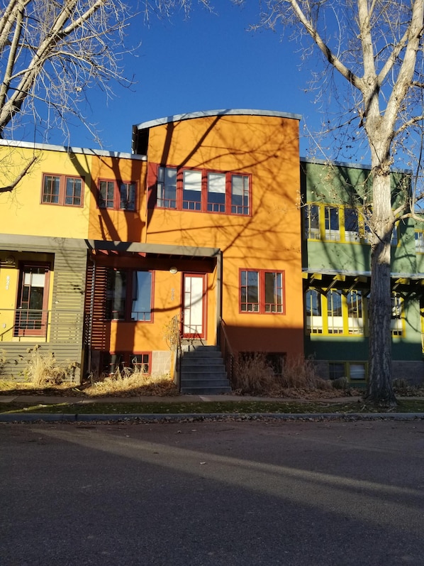 Colorful row of townhouses