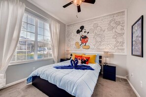 Relax and unwind on this cozy queen bed located on the main level — perfect for a restful night's sleep