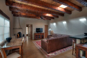 There's nothing cozier than a kiva fireplace crackling with fragrant pinon!