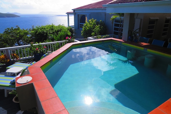 View looking out to British Virgin Island from Cocktail pool