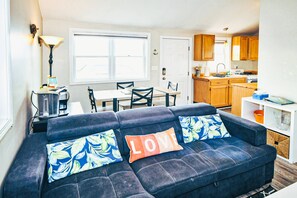 Comfy couch - relax after enjoying a free concert on Salisbury Beach - just a 3 minute walk from The Love Shack