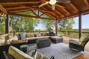 Great outdoor covered area with long range views and plenty of room for relaxing