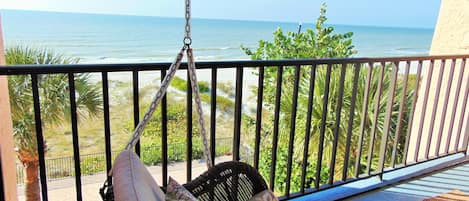 Direct Gulf Front Balcony! Two swings to relax on for a breath taking view.