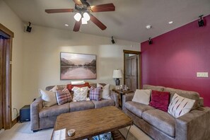 Comfortable couches make a perfect spot to unwind after a day on the mountain.