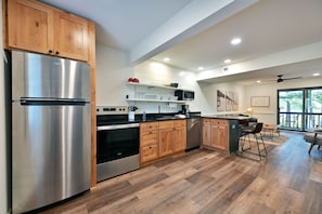 Full kitchen with dining area