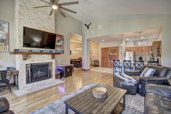 Double door entrance in a wide open space