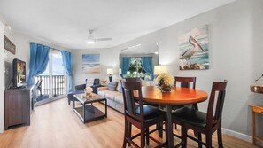 Surf Beach Room 204 Living Room & Dining Area