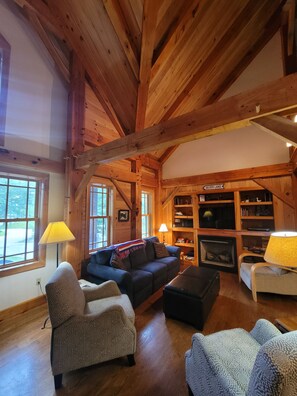 Living Room with HD LCD TV, home theater, gas fireplace