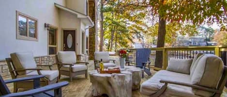 [Back Porch] Gather Around the Wood Burning Fire Pit and Make Memories that Last a Life Time with Your Loved Ones - Plenty of Seating for a Large Group.