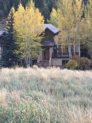 Fall Shot of the house and Mountain from the golf course 