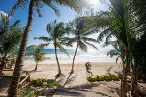 Zorba private beach with loungers and use of sea kayaks and boogie boards