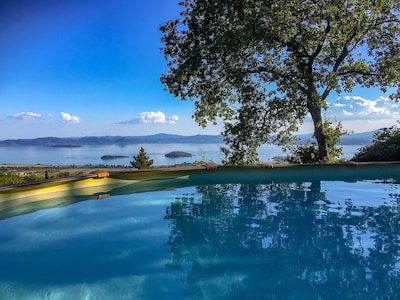 House with garden and panoramic view over Lake Trasimeno