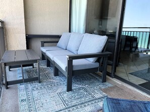 Balcony sofa, perfect for listening to the waves, reading and napping