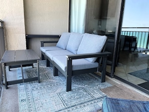 Balcony sofa, perfect for listening to the waves, reading and napping