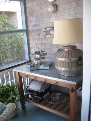 Zinc Table for Cocktails and Appetizers on the Grill