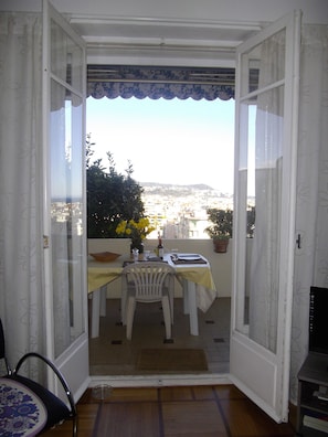 view to the terrace from the living room