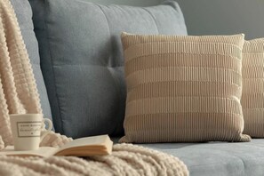 A close-up look at decorative cushions.