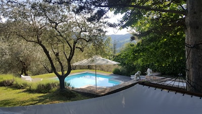Encantadora casa de vacaciones con piscina, solárium y olivar