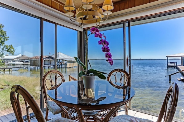 View of the beautiful lake from the front porch!
