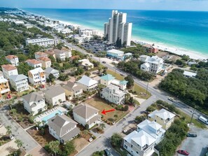 Aerial views show just how close you are to the beach and 30A!