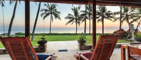 Watching beautiful sunrise from Balinese daybed