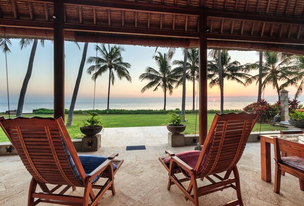 Watching beautiful sunrise from Balinese daybed